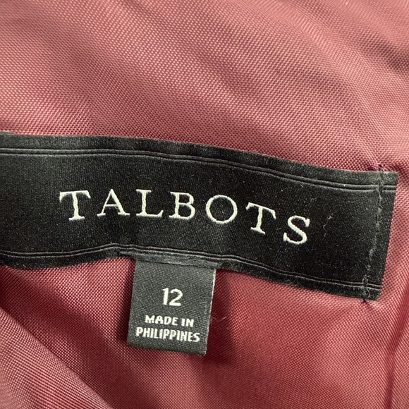 Talbots Womens Tweed Burgundy Fringe Pencil Skirt Sz 12 Office Academia Career - Picture 7 of 12